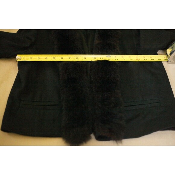 VTG NORGAIL 100% Wool Open Front Short Jacket Faux Mink Fur Black USA Made - Picture 12 of 12